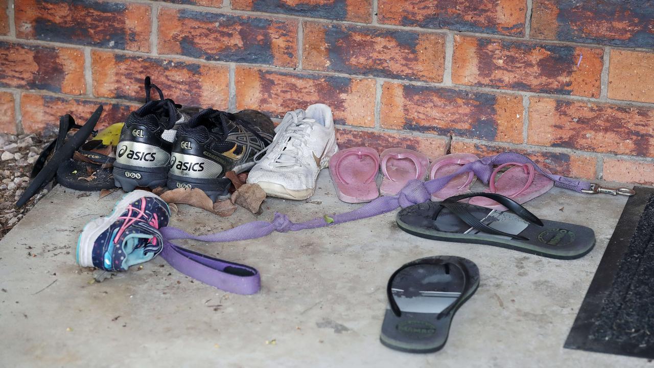 Kids and adult shoes at the front door. Picture: Liam Kidston