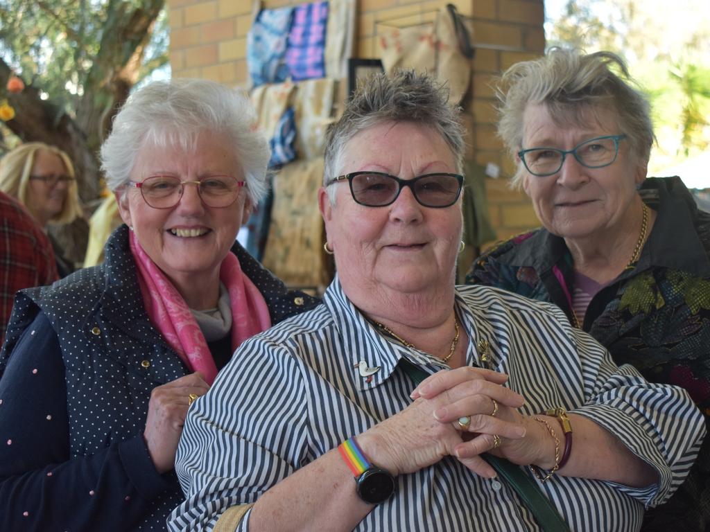 Kenita Auger, Julie Wilmot, and Helen Dooley at the Warwick Art Gallery's artisan markets for Jumpers and Jazz on July 17, 2021.