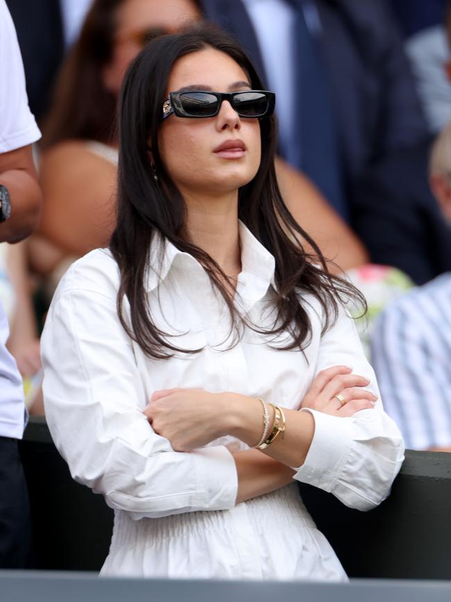 Kyrgios’ girlfriend Costeen Hatzi was part of the team seated in his player box. (Photo by Clive Brunskill/Getty Images)