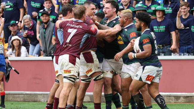 Fight, University vs GPS, Premier Rugby grand final, Suncorp Stadium, Milton. Picture: Liam Kidston.