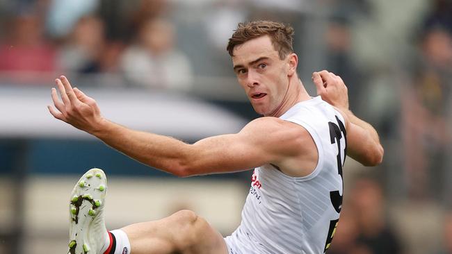 MELBOURNE, AUSTRALIA - FEBRUARY 24: Ben Paton of the Saints in action during an AFL practice match between the Carlton Blues and the St Kilda Saints at Ikon Park on February 24, 2022 in Melbourne, Australia. (Photo by Michael Willson/AFL Photos via Getty Images)