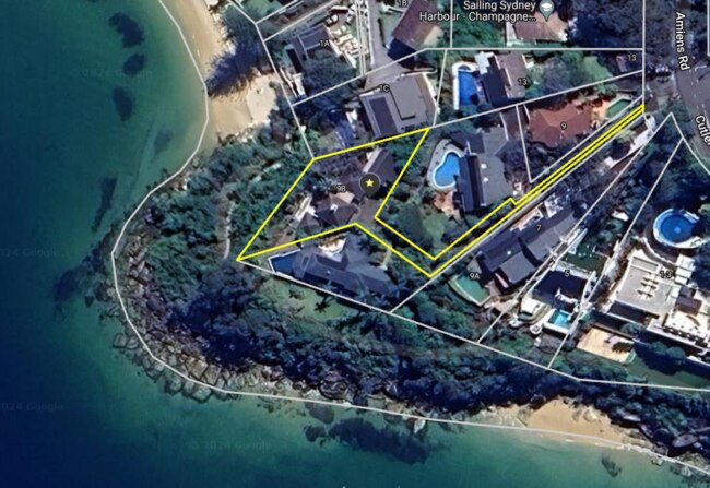 An aerial view of Gail Thelen’s $12 million Clontarf property. Source: CoreLogic