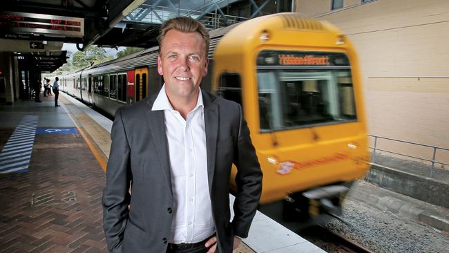 Transport Minister Scott Emerson at Helensvale railway station. Picture: Luke Marsden.