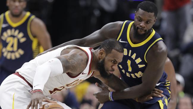 Cleveland Cavaliers' LeBron James is defended by Indiana Pacers' Lance Stephenson.