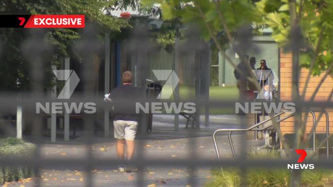 Police hunting for a man in Australia Border Force custody who escaped, forcing a lockdown at Blackfrairs Priory School. Picture: 7News