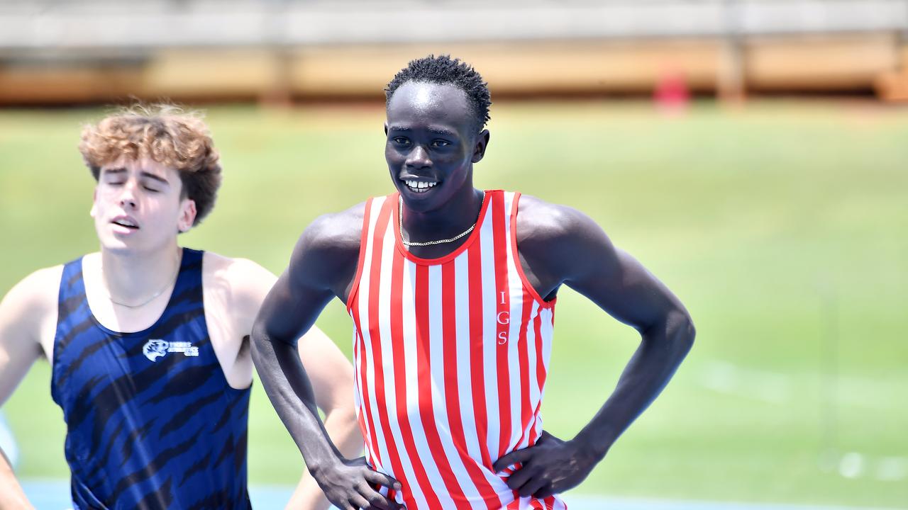 IGS Year 11 student Gout Gout at the Queensland All Schools track and field championships at QSAC. Picture, John Gass