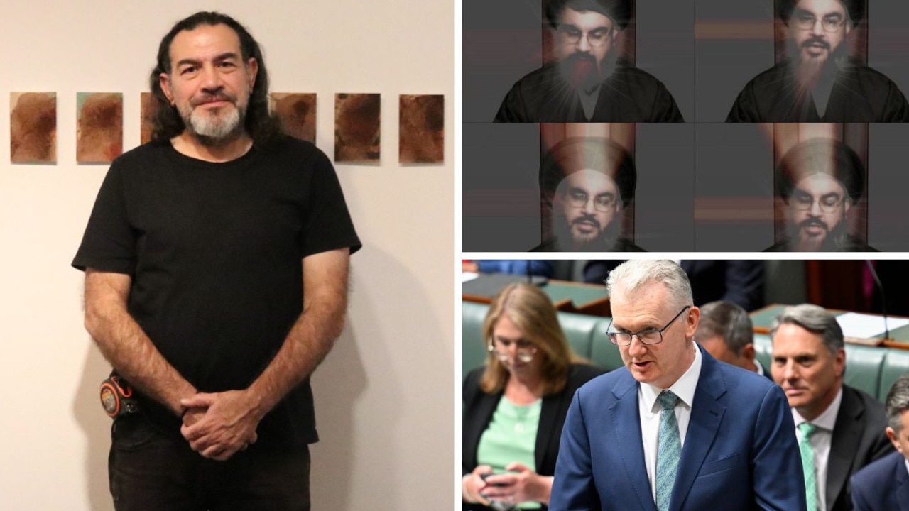 Crisis talks end Venice jaunt for artist who featured Hezbollah leader