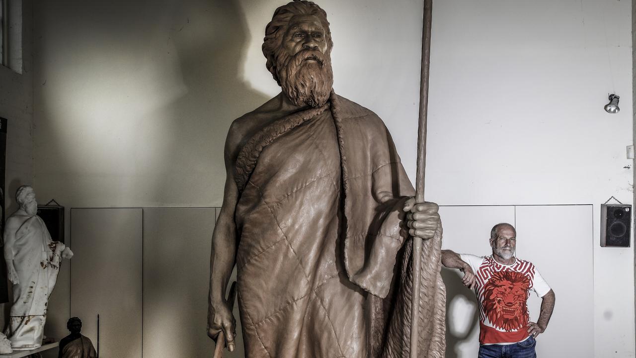 Sculptor Peter Schipperheyn with his William Barak sculpture. Picture: Julian Kingma