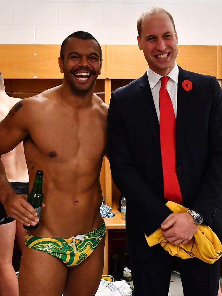 Beale in the sheds with Prince William. Picture: Instagram