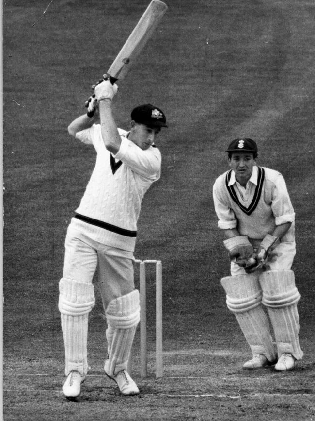 Lawry in action against Surrey at The Oval in London, May 1961.