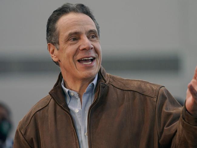 New York Governor Andrew Cuomo speaks at a vaccination site on March 8, 2021, in New York. (Photo by Seth Wenig / POOL / AFP)