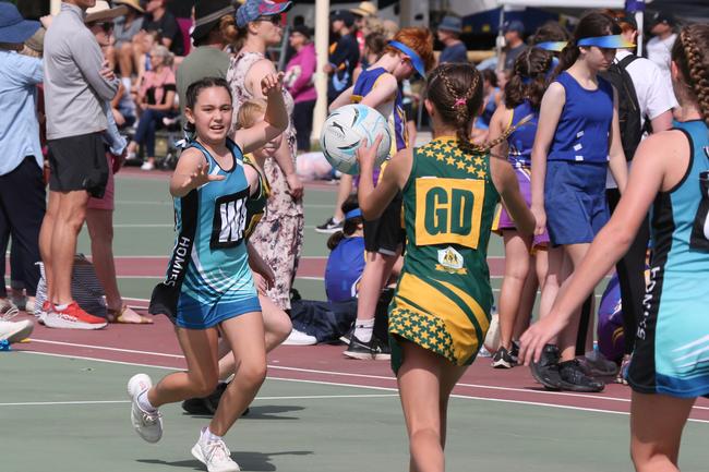 The Netball Qld Primary Schools Cup grand finals are being held at the Hinterland District Netball Association at Mudgeeraba. Homies (home schooled kids) vs Gilston. Picture: Mike Batterham.