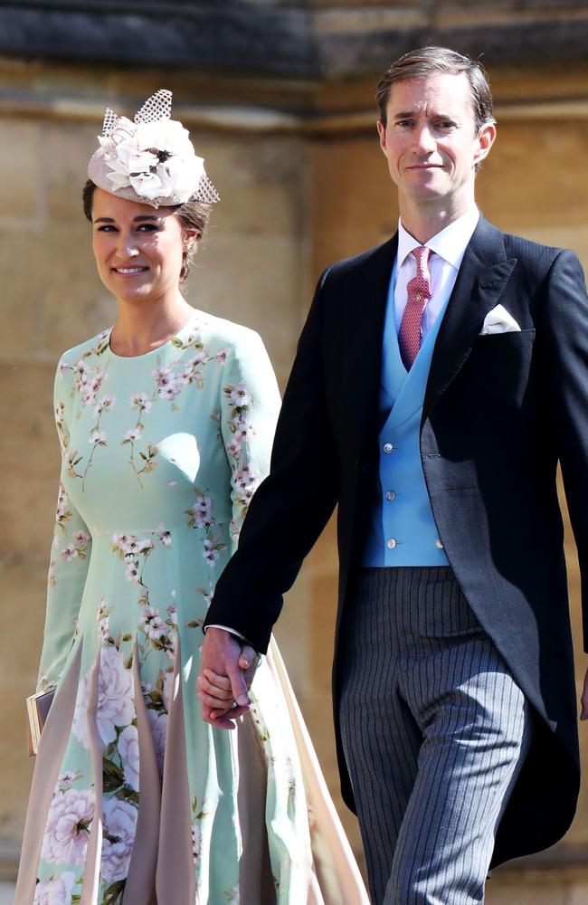 Pippa showed the first glimpse of her baby bump while attending Prince Harry and Meghan Markle’s wedding in May with husband James Matthews