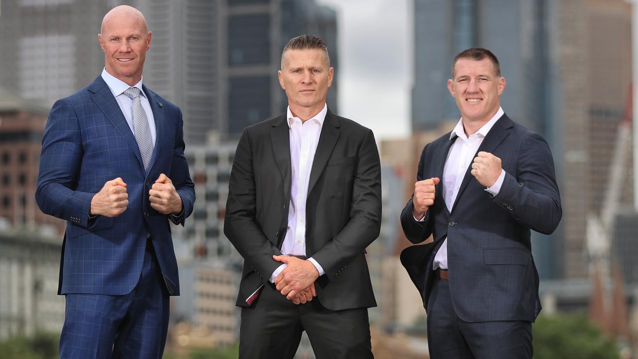 Barry Hall, Danny Green and Paul Gallen are ready for action. Picture: Alex Coppel