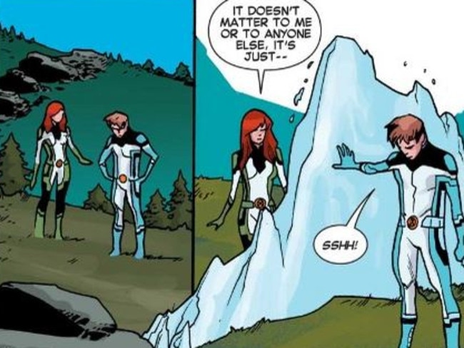 Not handling the news well ... In typical Iceman fashion he freezes out Jean Grey as she confronts him about his sexuality. Picture: Supplied