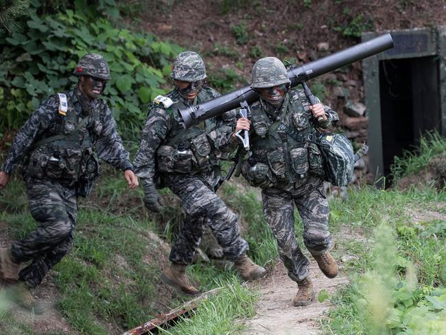 South Korean marines participate in an exercise. Picture: South Korean Defense Ministry via Getty Images