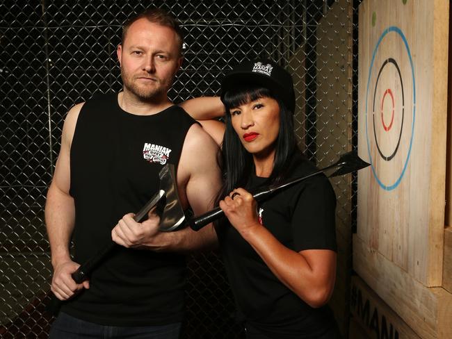 Maniax is a new venue which will open in Northbridge where punters can throw axes at wooden targets.