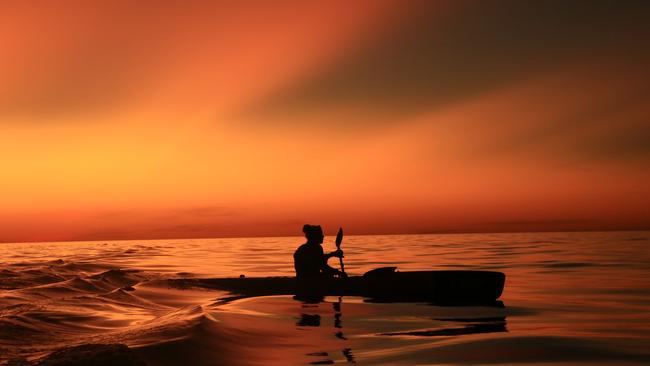 Bonnie Hancock paddling off Port Hedland, WA. Picture: Jaime Sallows