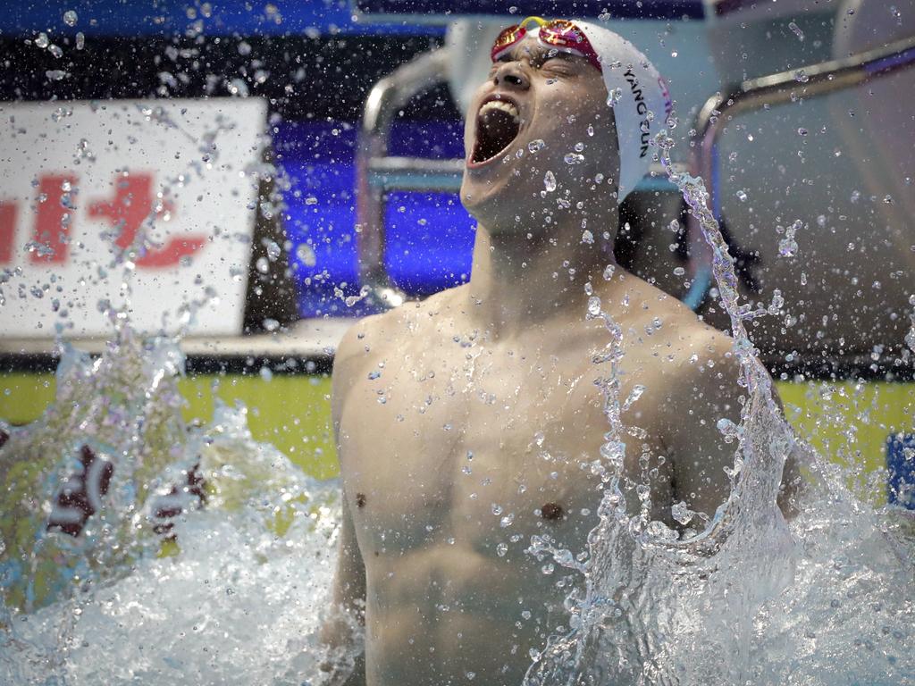 Sun Yang can celebrate with the best of them.