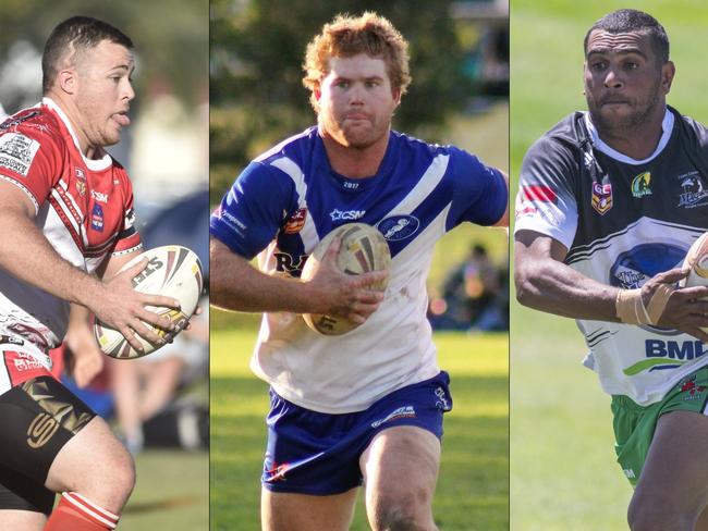 BACK ROWERS: South Grafton Rebels lock/second rower Luke Welch, Grafton Ghosts lock/second rower Ben McLennan and Lower Clarence Magpies back rower Grant Brown are all nominees in the Clarence Valley Dream Team.