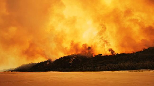 Fraser Island ablaze last month.