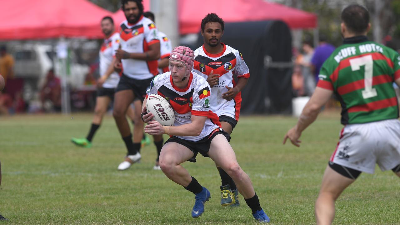 RUGBY LEAGUE - A DAY AT THE PARK: Indigenous Allstars' Martin Crow with the ball