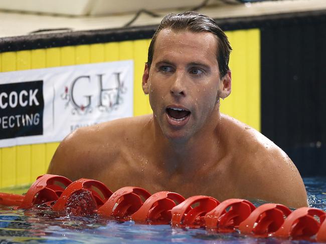 08/04/16 - Australian Swimming Championships Semi Finals and Finals. Grant Hackett finishes his career in the 200 freestyle. Picture Dean Martin