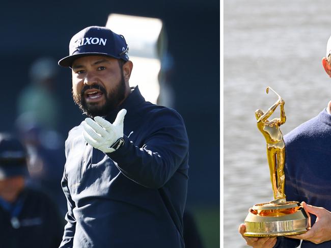 J. J. Spaun reacts after his water ball on 17 that helped Rory McIlroy go on to win his second The Players title.