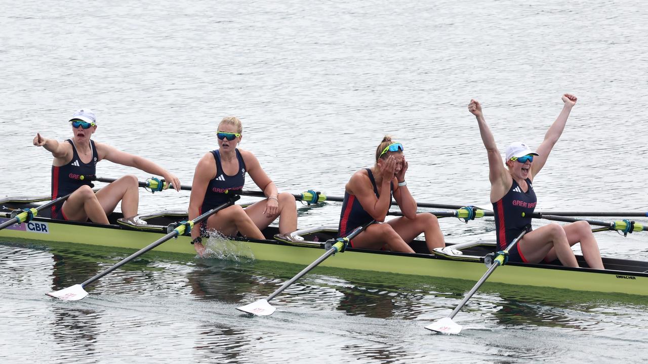 Lauren Henry, Hannah Scott, Lola Anderson and Georgina Brayshaw of Team Great Britain celebrate winning the gold medals, Picture: Getty