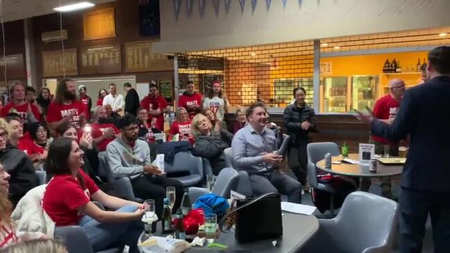 ALP candidate for Deakin Matt Gregg thanks his team on federal election night