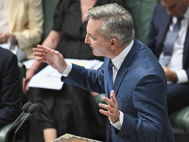 CANBERRA, AUSTRALIA  - NewsWire Photos - November 27, 2024: Minister for Climate Change and Energy of Australia, Chris Bowen during Question Time at Parliament House in Canberra. Picture: NewsWire / Martin Ollman