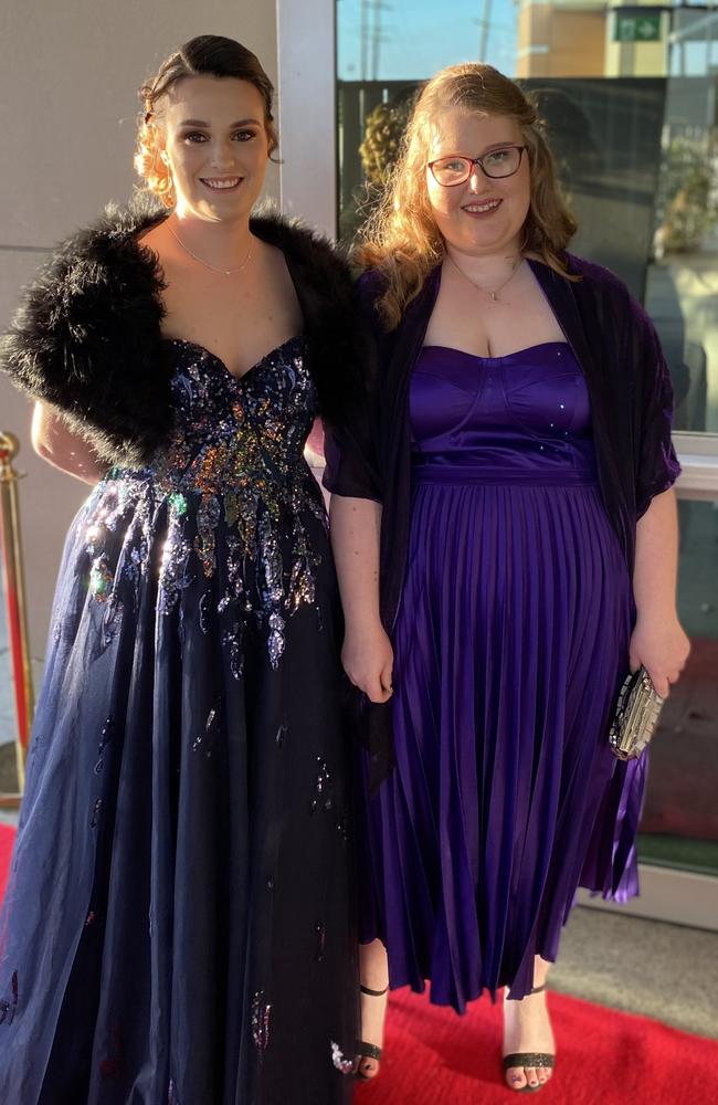 Jessica Kerridge and Maggie McRae at the 2022 Beerwah State High formal.