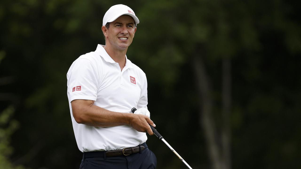 MCKINNEY, TEXAS - MAY 11: Adam Scott of Australia watches a shot on the third hole during the first round of the AT&amp;T Byron Nelson at TPC Craig Ranch on May 11, 2023 in McKinney, Texas. (Photo by Mike Mulholland/Getty Images)