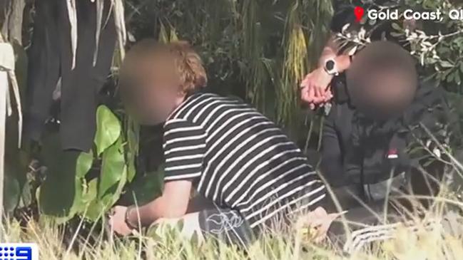 Police arresting Brandon Lee Jukes in Kirra. Picture: 9News Gold Coast