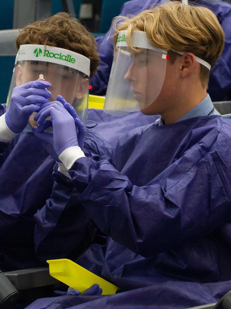 Nursing students were encouraged to check each other’s work.