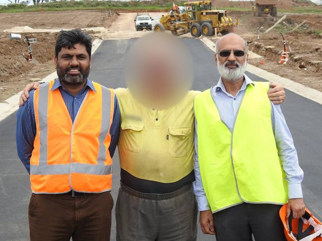 Qartaba Homes directors Kashif Aziz, left, and Wajahat Rana in 2017 at the construction of one of its southwest Sydney projects.