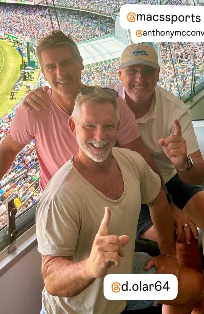 The former Bomber was all smiles as he posed in a corporate box. Picture: Instagram