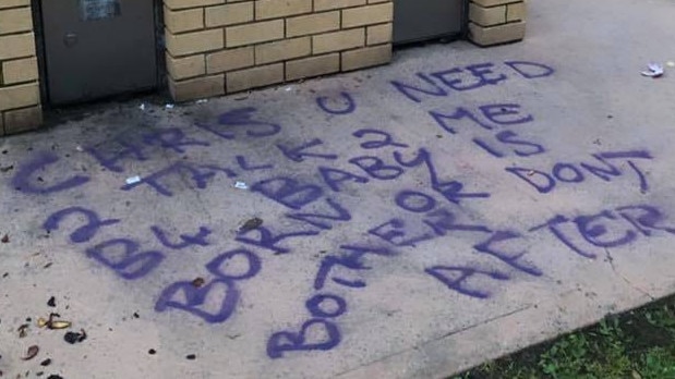 The graffiti which has been daubed all over Frankston.