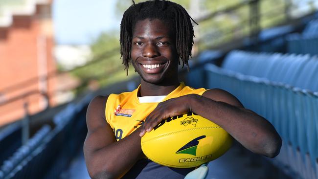 Woodville-West Torrens defender Martin Frederick, pictured at Woodville Oval, is hoping to be selected at this week’s AFL national draft. Picture: AAP/Keryn Stevens