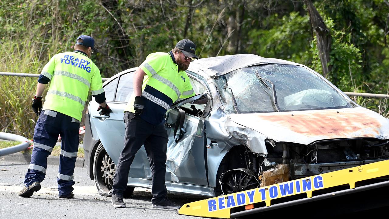 Police on scene at the Intersection of Kessels Road and Orange Grove Road after the fatal crash. Picture: John Gass