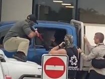 Dramatic footage of a NT Police serious crimes bust at the Hungry Jacks drive-through at Coolalinga, off the Stuart Highway on Thursday January 5.