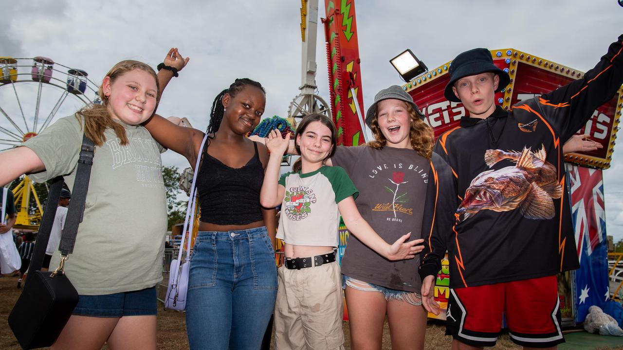 Kacey Campbell, Layla Jinkinson, Matifadza Bhowa, Poppy Wood and Stan King at the 2024 Royal Darwin Show. Picture: Pema Tamang Pakhrin