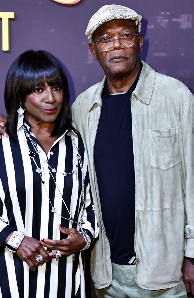 ‘I have to keep working!’ Samuel L. Jackson, right, with his wife, LaTanya Richardson Jackson. Picture: AFP