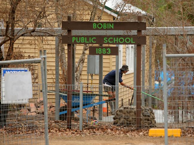 Work begins on the rebuilding of the Bobin Public School after it was destroyed by bushfire. Picture: Nathan Edwards