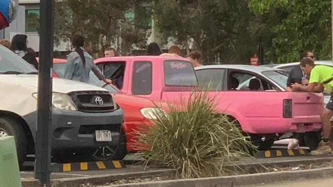 Police were called to break up a crowd gathered outside Hungry Jack’s at Meadownbrook on March 24.