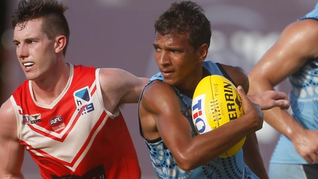 Adam Sambono in his Buffalo days. The goalkicking ace is headed for the Tiwi Bombers. Picture: Glenn Campbell