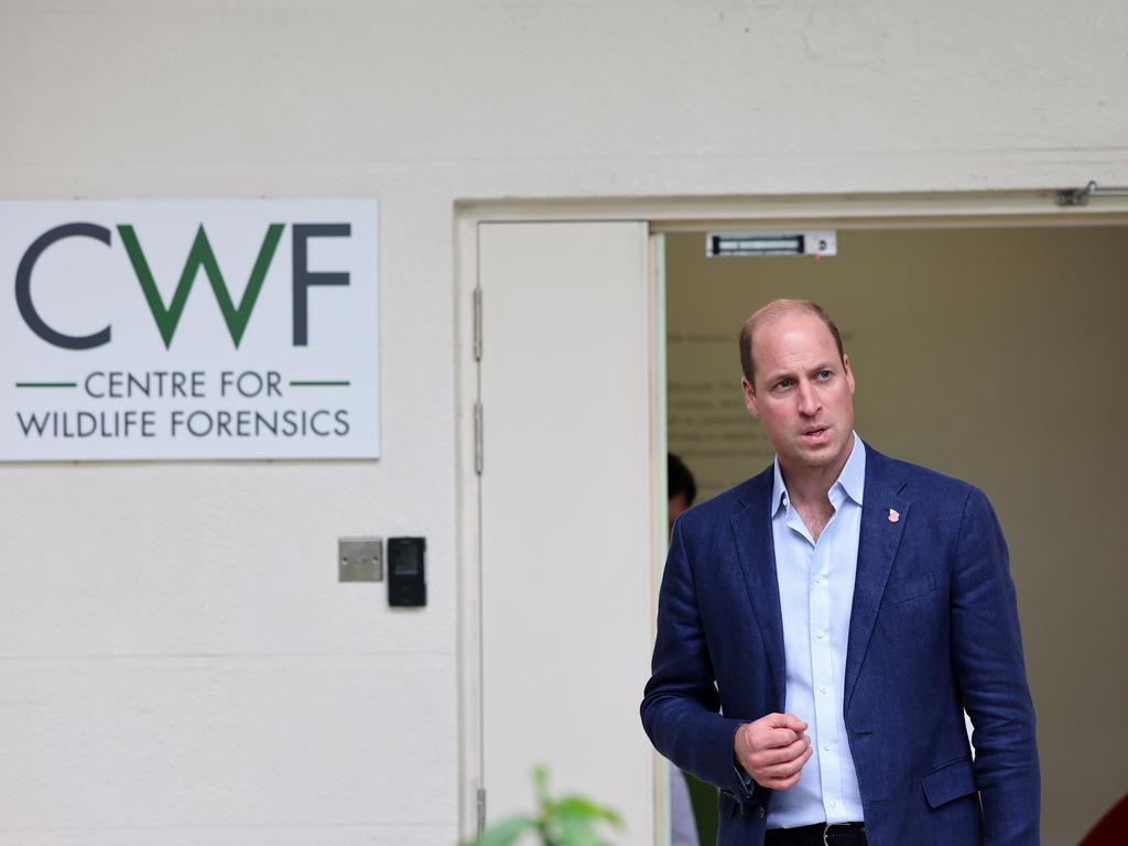 Prince William visits the Centre for Wildlife Forensics at Lim Chu Kang during his visit to Singapore. Picture: Getty Images