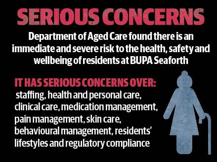 The serious concerns inside the exclusive Bupa Seaforth facility.