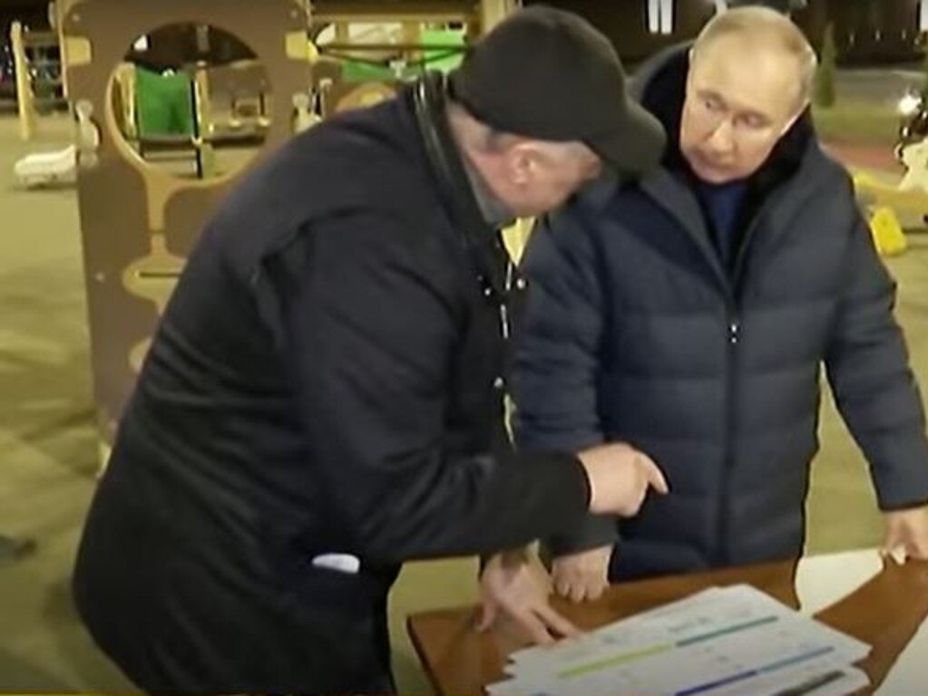 Vladimir Putin has visited the Ukrainian city of Mariupol. Picture: Screen grab from Zvezdanews