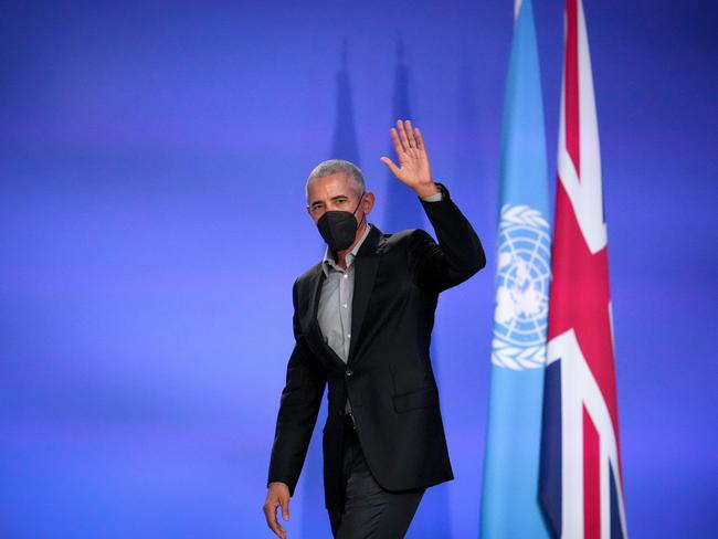 Former US President Barack Obama delivered a speech on day nine of COP26. Picture: Getty Images